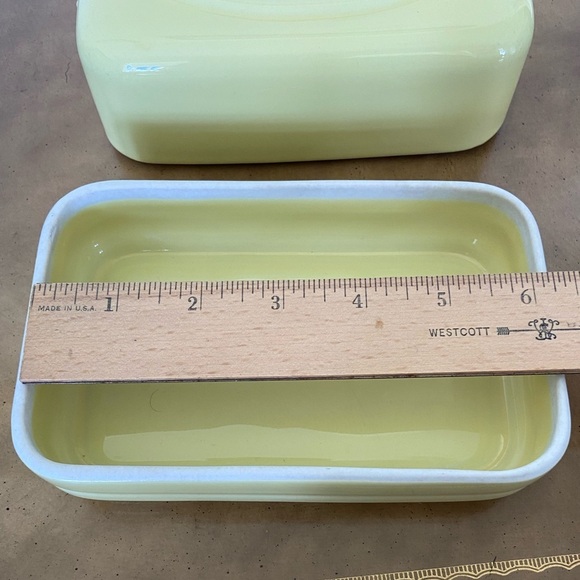Vintage Westinghouse by Hall China Co Butter Dish Yellow USA MCM Kitchen 50s 60s - Picture 5 of 11